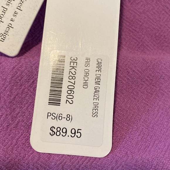 Soft Surroundings pocket Carpe Diem gauze Iris Orchid Gauze 3/4 Slv Shift Dress - Picture 14 of 15